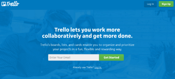 Landing Page của Trello - Chỉ có email