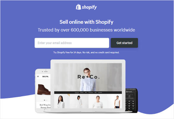 Landing page của Shopify - Thiết kế website Bình Dương